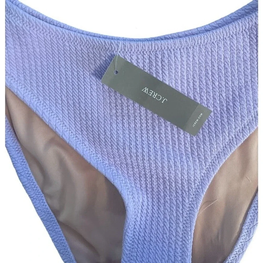 J.Crew‎ Textured High Leg Bikini Bottom Lavender Purple BC050 L
